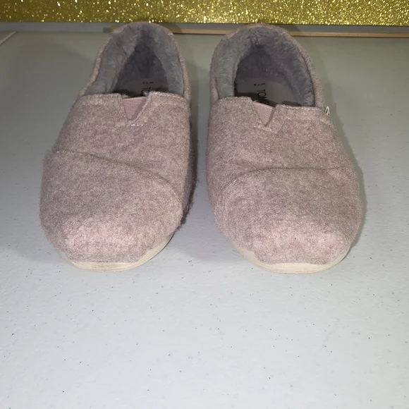 TOMS Women's Alpargata Faux Fur Lined Slip-On Flats dusty rose Sz.7.5 Slippers - Picture 8 of 16